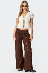 Studded Low Rise Baggy Carpenter Jeans