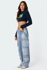 Tara Low Rise Baggy Cargo Jeans