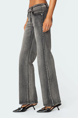 Boot Cut Washed Low Rise Jeans