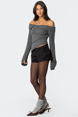 Mikkie Asymmetric Fold Over Knit Top