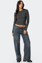 Mollie Collared Ribbed Knit Top