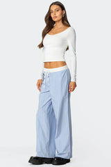 Erez Contrast Waist Striped Pants
