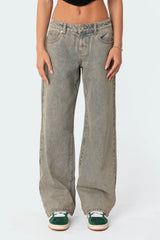 Magda Acid Wash Low Rise Baggy Jeans