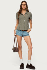 Alisa Plaid Tailored Button Up Shirt