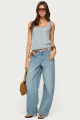 Gwenne Pointelle Button Up Tank Top