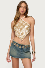Dixie Backless Sequin Triangle Top