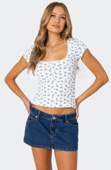 Orly Floral Ribbed Top