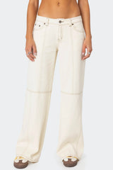 Contrast Stitch Low Rise Baggy Jeans