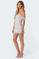 Paradise Ruffle Lace Mini Dress