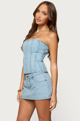 Camelia Strapless Denim Corset