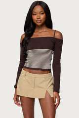 Darya Striped Off Shoulder Knit Top
