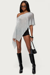 Azalia Asymmetric Knit Poncho
