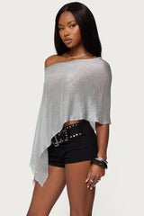 Azalia Asymmetric Knit Poncho