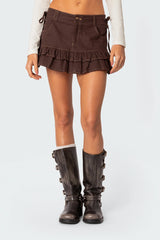 Dev Ruffle Linen Look Mini Skirt