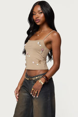 Malia Flower Applique Tank Top