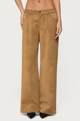 Stacey Low Rise Faux Suede Pants