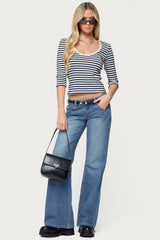 Poppie Striped V Neck Top