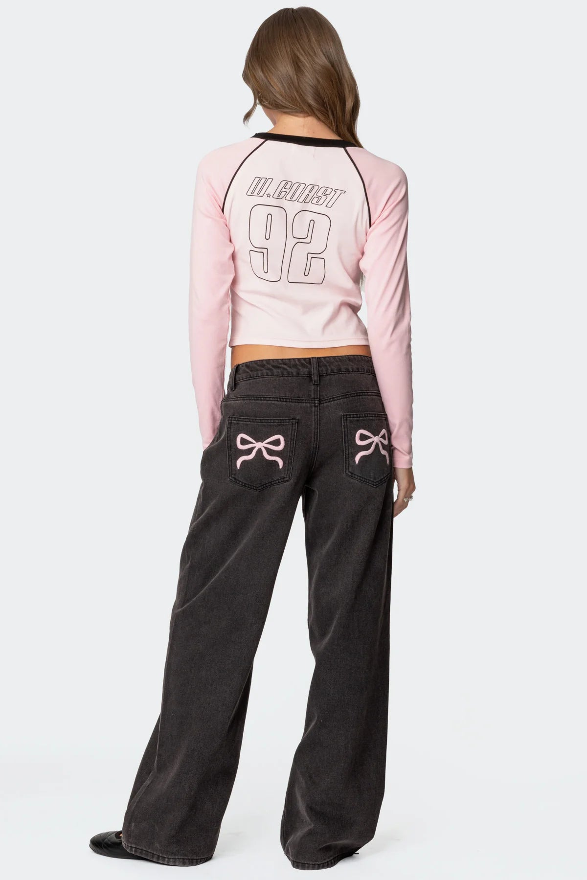 Bow Pocket Low Rise Baggy Jeans