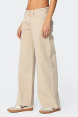 Leopard Star Low Rise Baggy Jeans