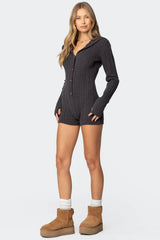 Hooded Cable Knit Romper