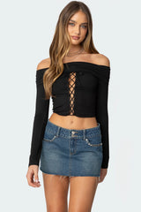 Lace Up Fold Over Top