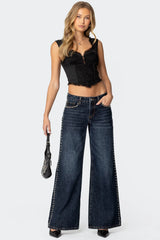 Button Front Lacey Corset