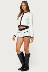 Mara Contrast Textured Knit Shorts