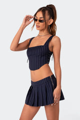 Pinstripe Side Lace Up Corset