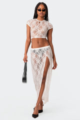 Aura Open Back Sheer Lace Crop Top