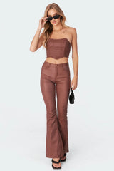 Luna Faux Leather Flare Jeans